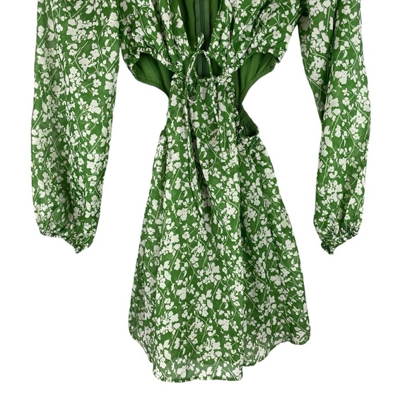 Abercrombie Green Long Sleeve Cutout Waist Mini Dress size XS Petite - Picture 4 of 7